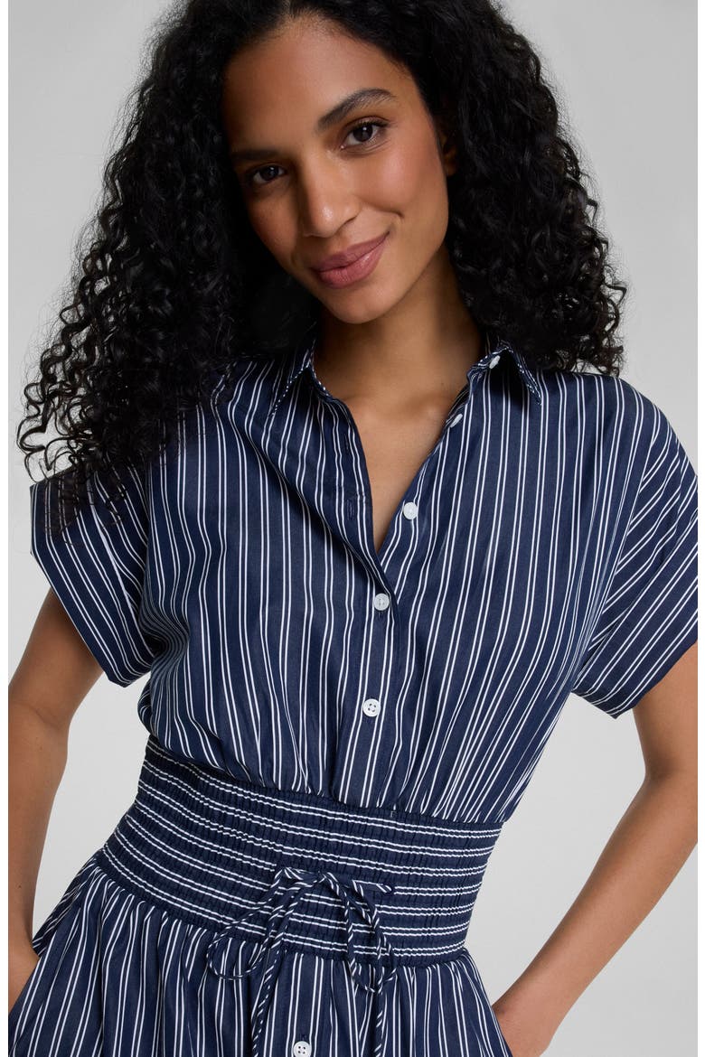 Pinstriped Supima Cotton Minidress, Alternate, color, TIMELESS NAVY/ CLASSIC WHITE