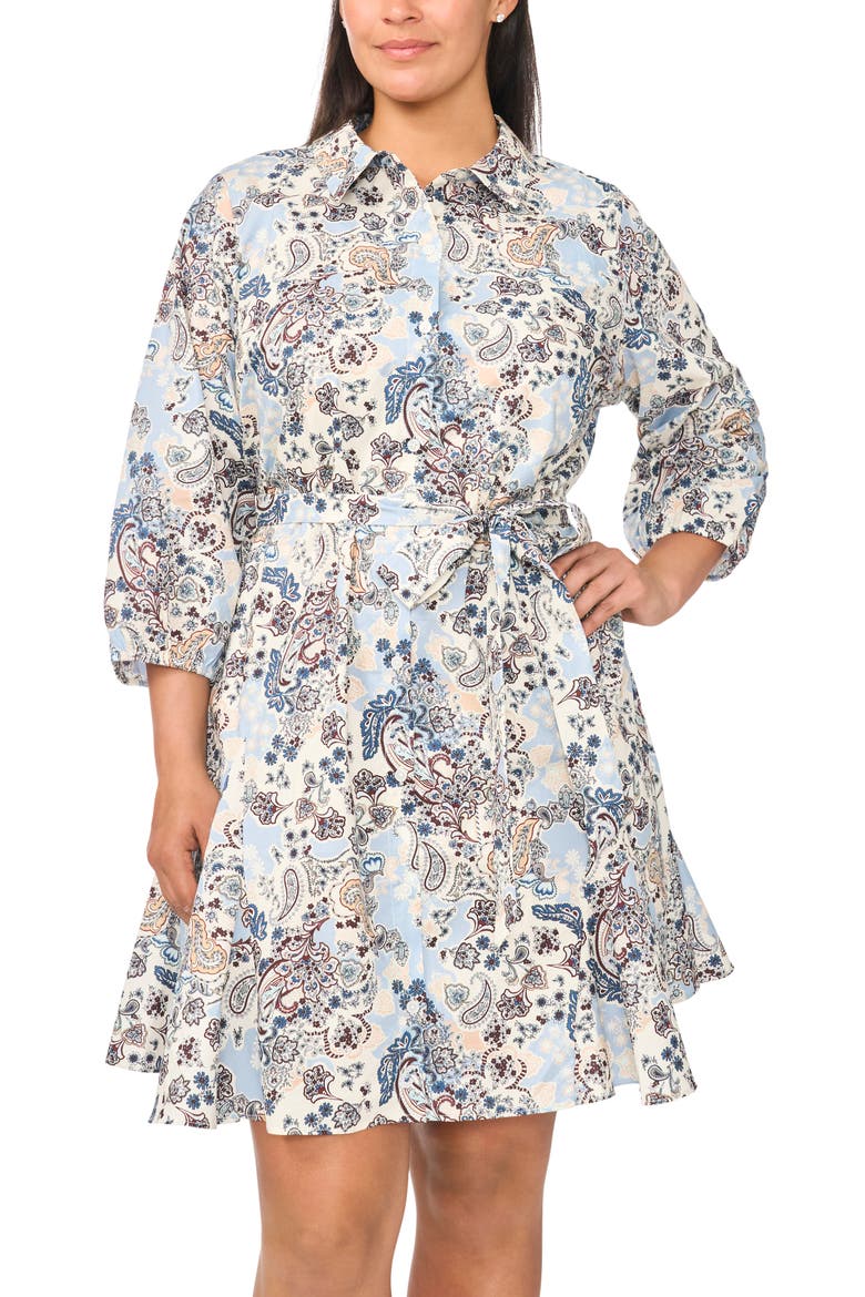 Paisley Cotton Shirtdress, Alternate, color, BLUE MULTI