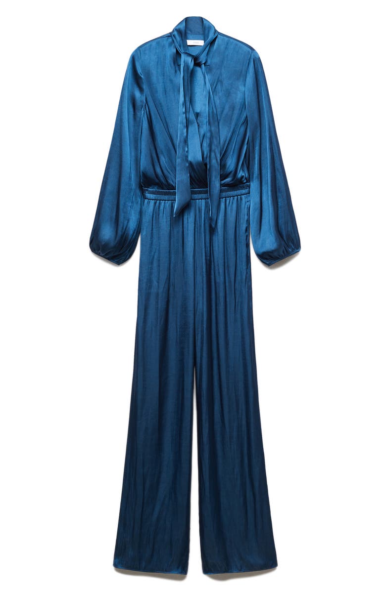 MANGO Cirsa Long Sleeve Satin Jumpsuit, Alternate, color, 
