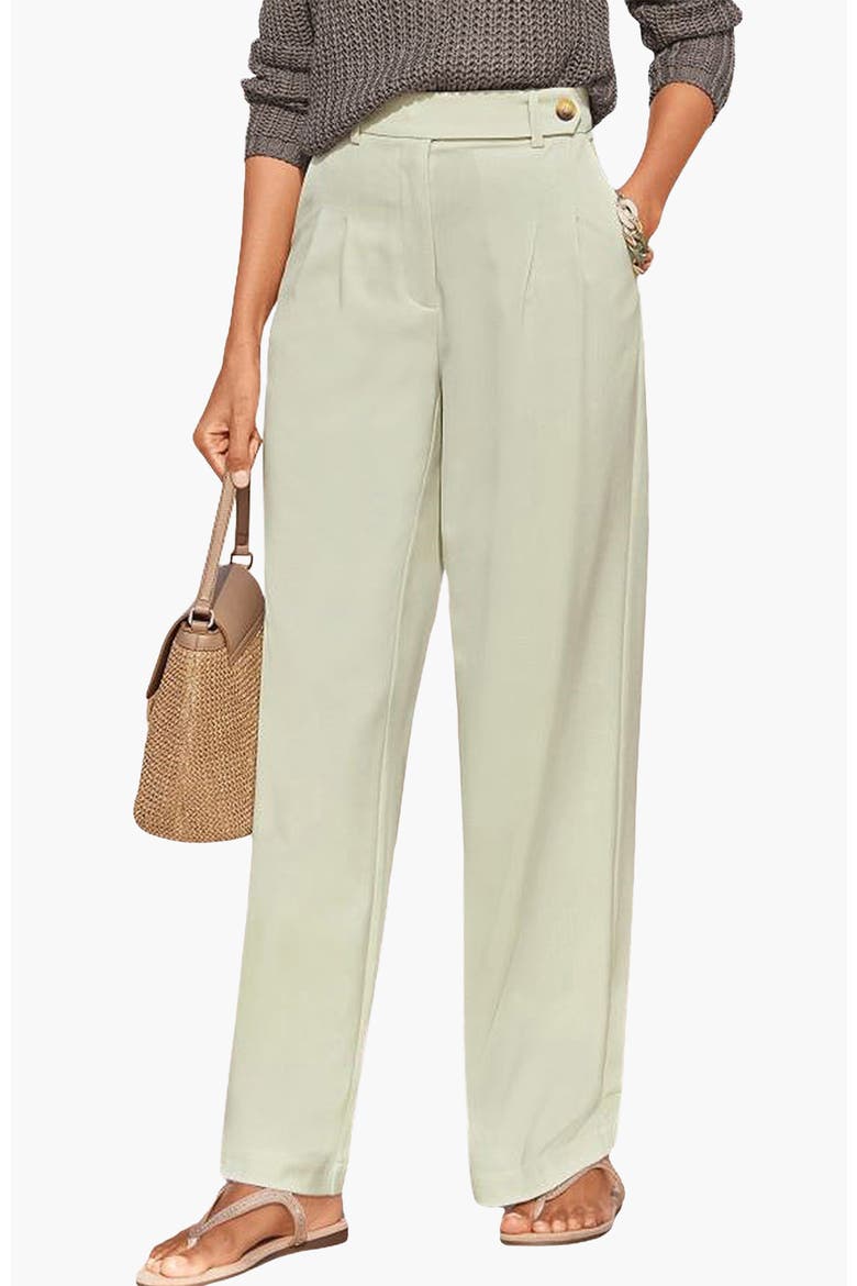 Pleated Wide Leg Trouser, Main, color, Light Green