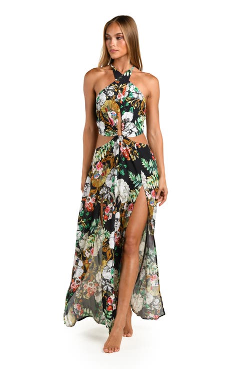 Gilded Garden Geneva Halter Maxi Dress