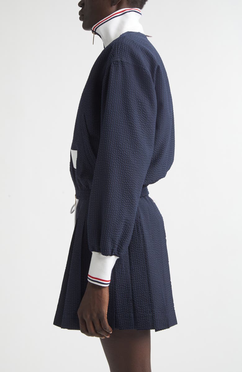 Thom Browne Wool Seersucker Track Jacket, Alternate, color, Navy