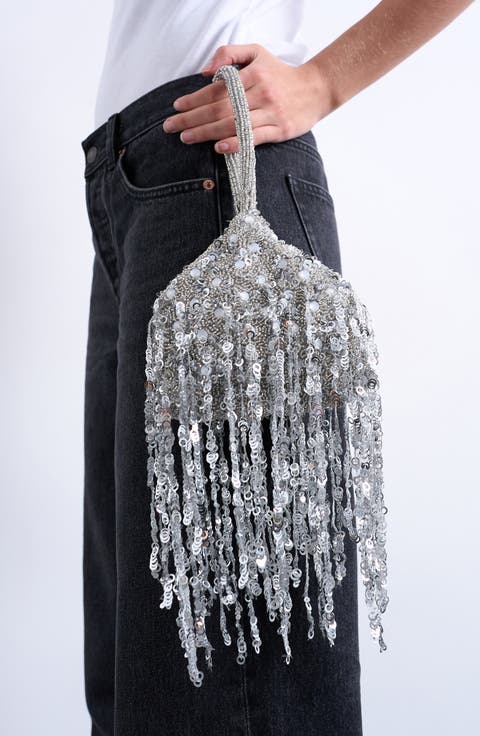 Sequin Tassel Top Handle Bag