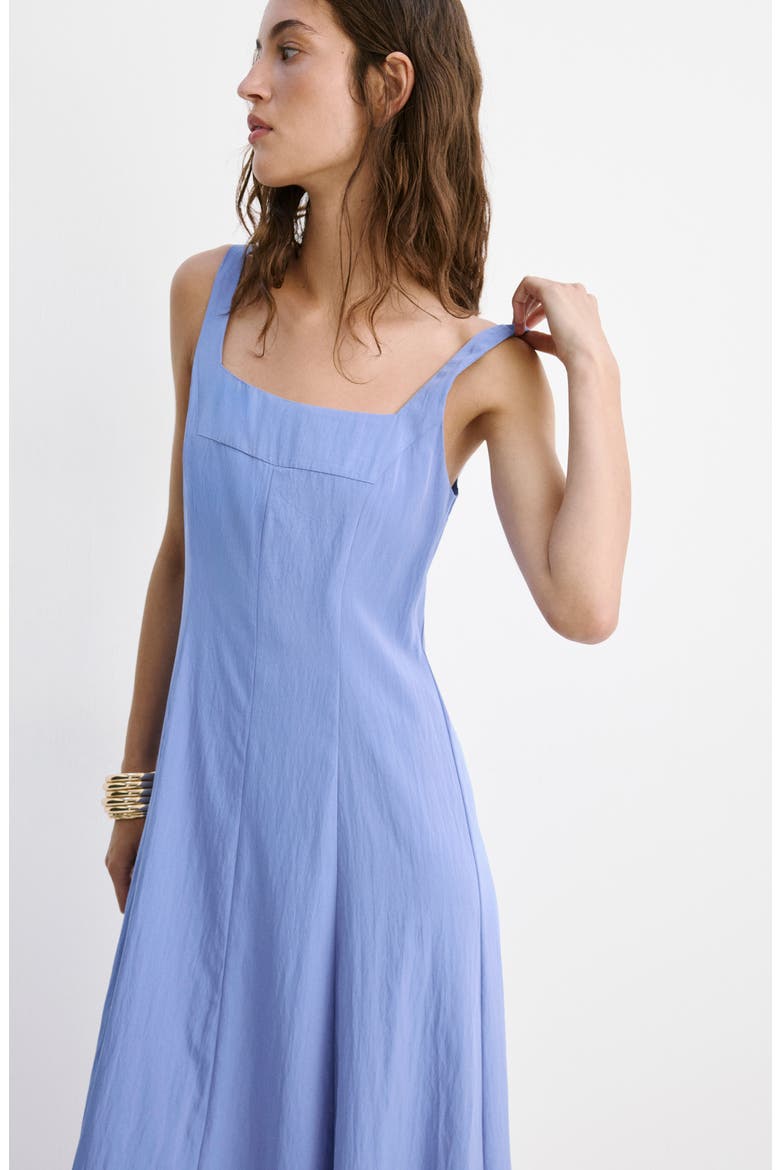 Crinkled A-Line Dress, Alternate, color, BLUE