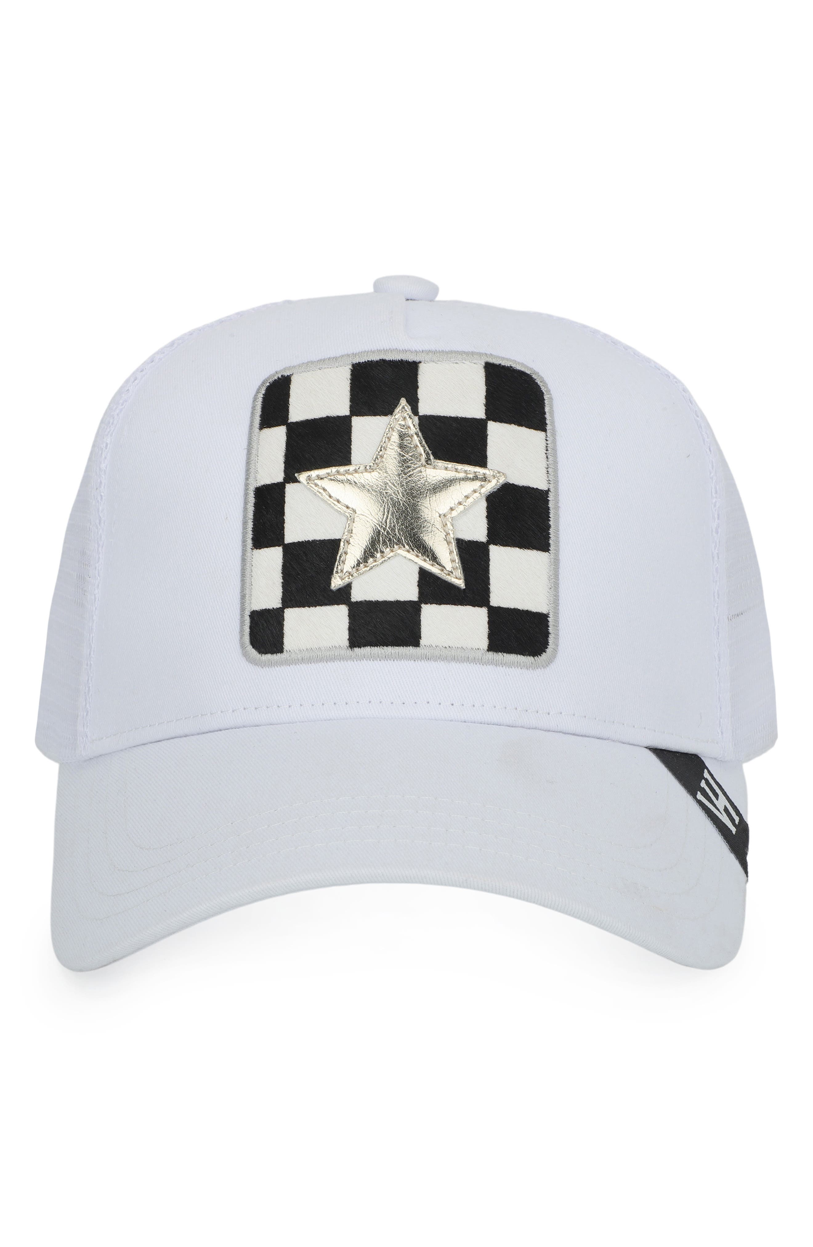 Embroidered Star Patch Mesh Panel Trucker Hat