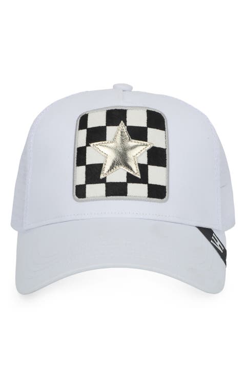 Embroidered Star Patch Mesh Panel Trucker Hat