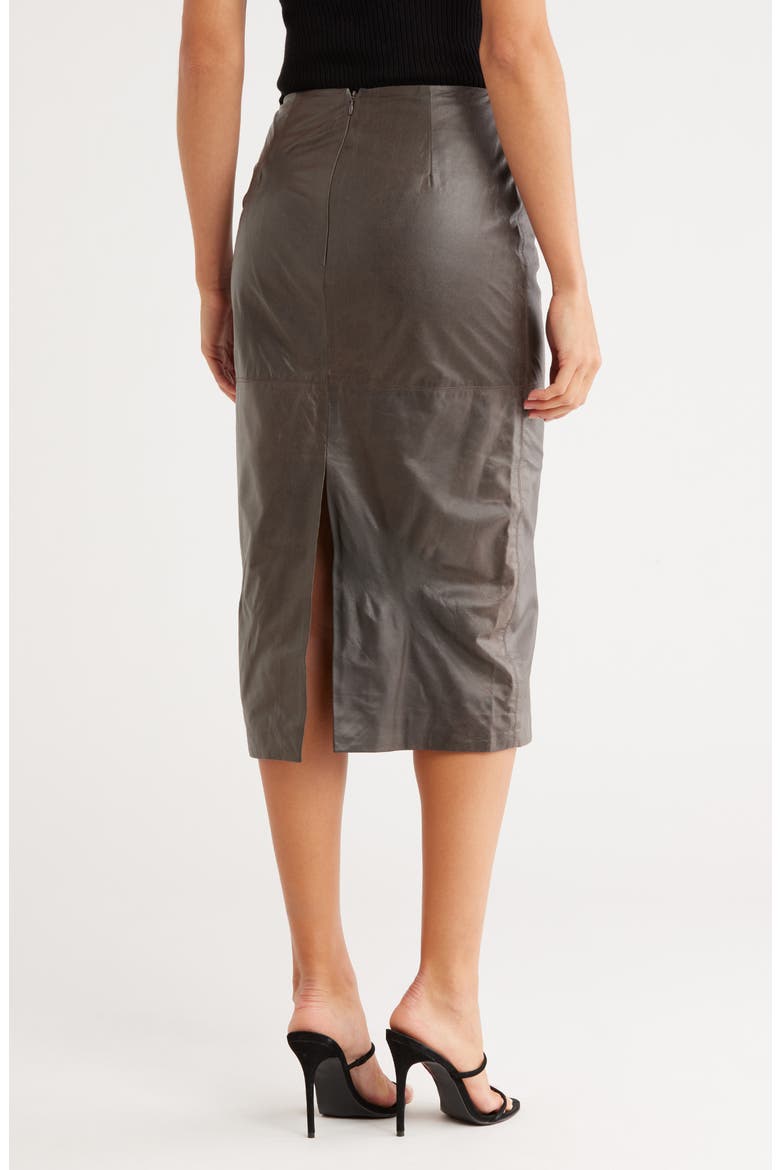 Lola Leather Pencil Skirt, Alternate, color, FUDGE