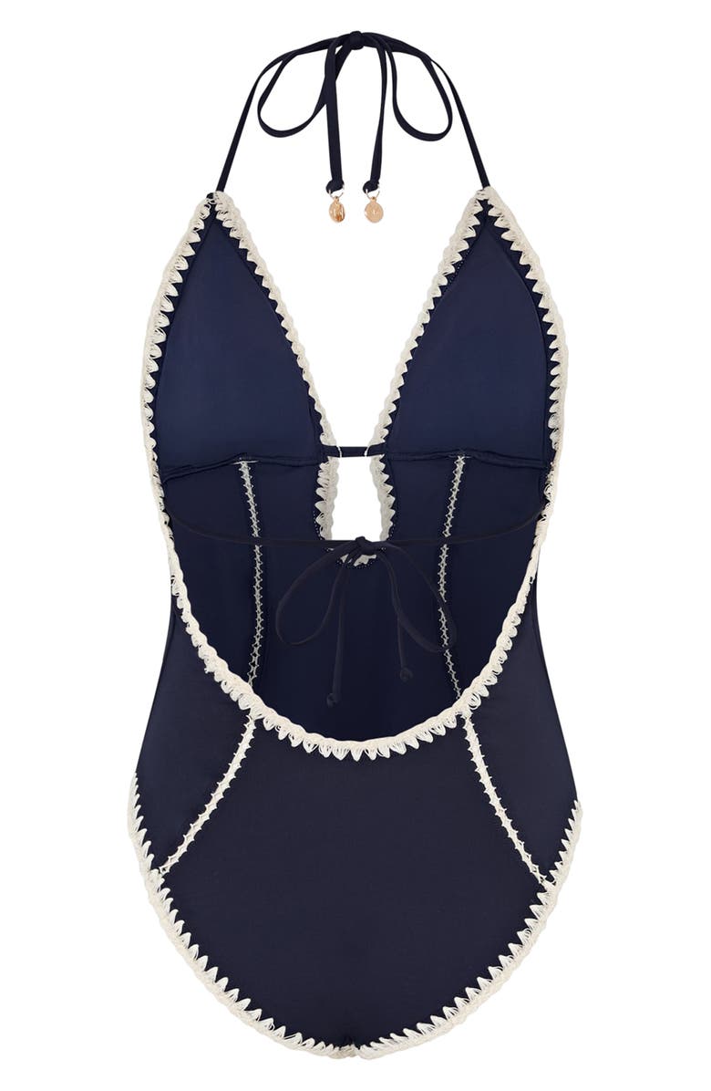 Milly Cutout Crochet Trim One-Piece Swimsuit, Alternate, color,