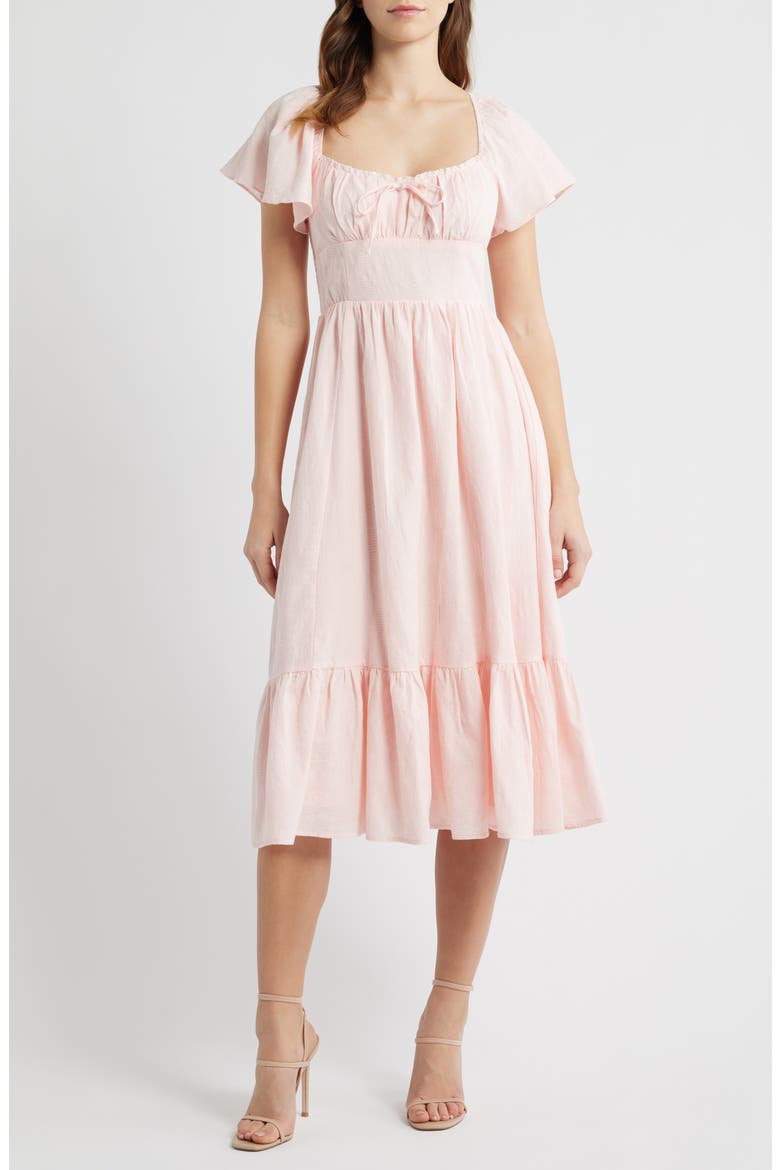 Floral Flutter Sleeve Sundress, Main, color, PINK