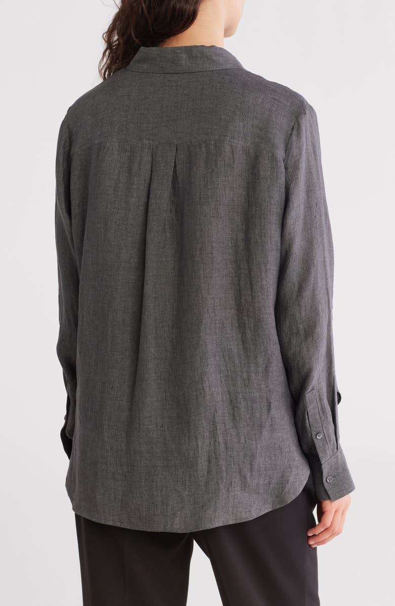 Theory Hekanina Drape Button Front Shirt, Alternate, color, Pewter Melange