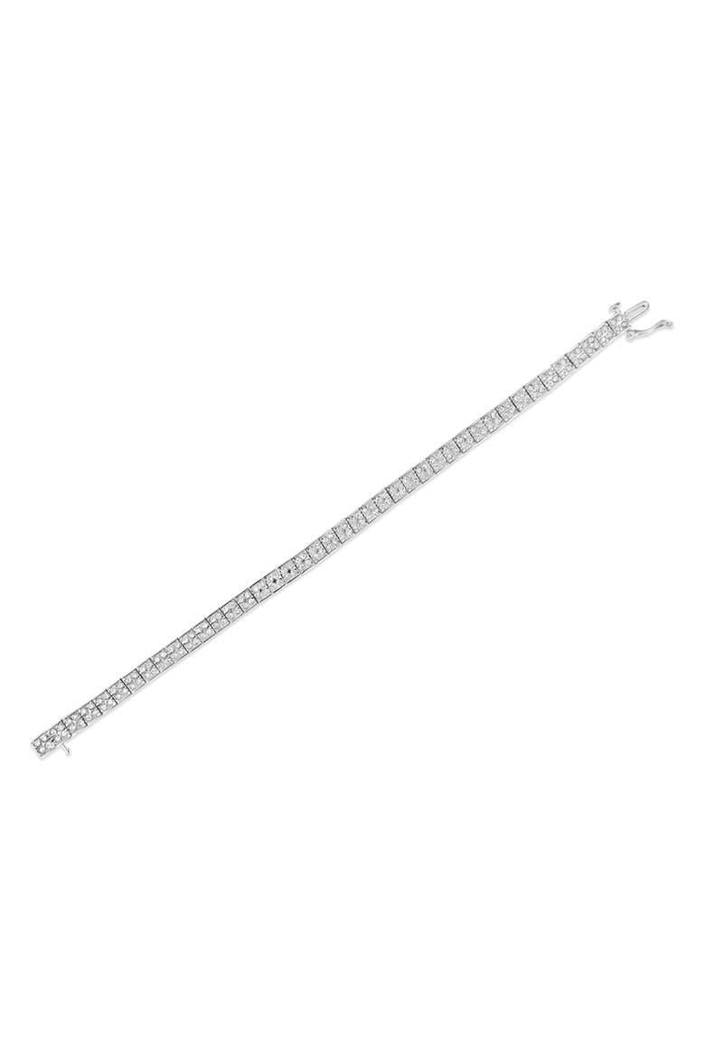 Silver 2 Cttw Prong Set Round-Cut Diamond 4 Stone Box Link Bracelet, Alternate, color, White