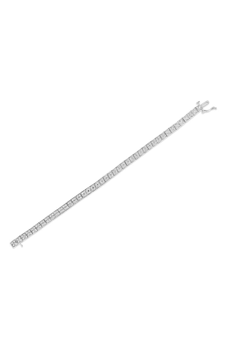 Haus of Brilliance Silver 2 Cttw Prong Set Round-Cut Diamond 4 Stone Box Link Bracelet, Alternate, color, White