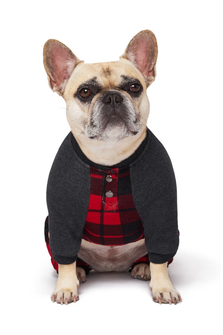 Frosty Fleece One Piece Sweatsuit, Alternate, color, RED PLAID