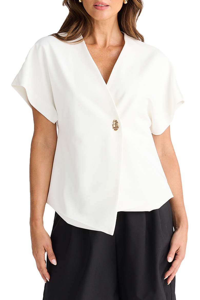 Origami Asymmetric Woven Top, Alternate, color, WHITE