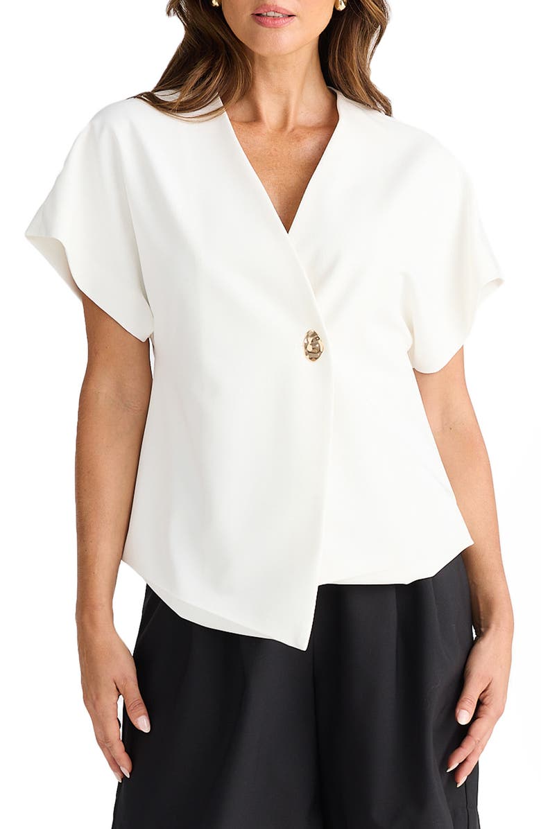 Brave+True Origami Asymmetric Woven Top, Alternate, color, 