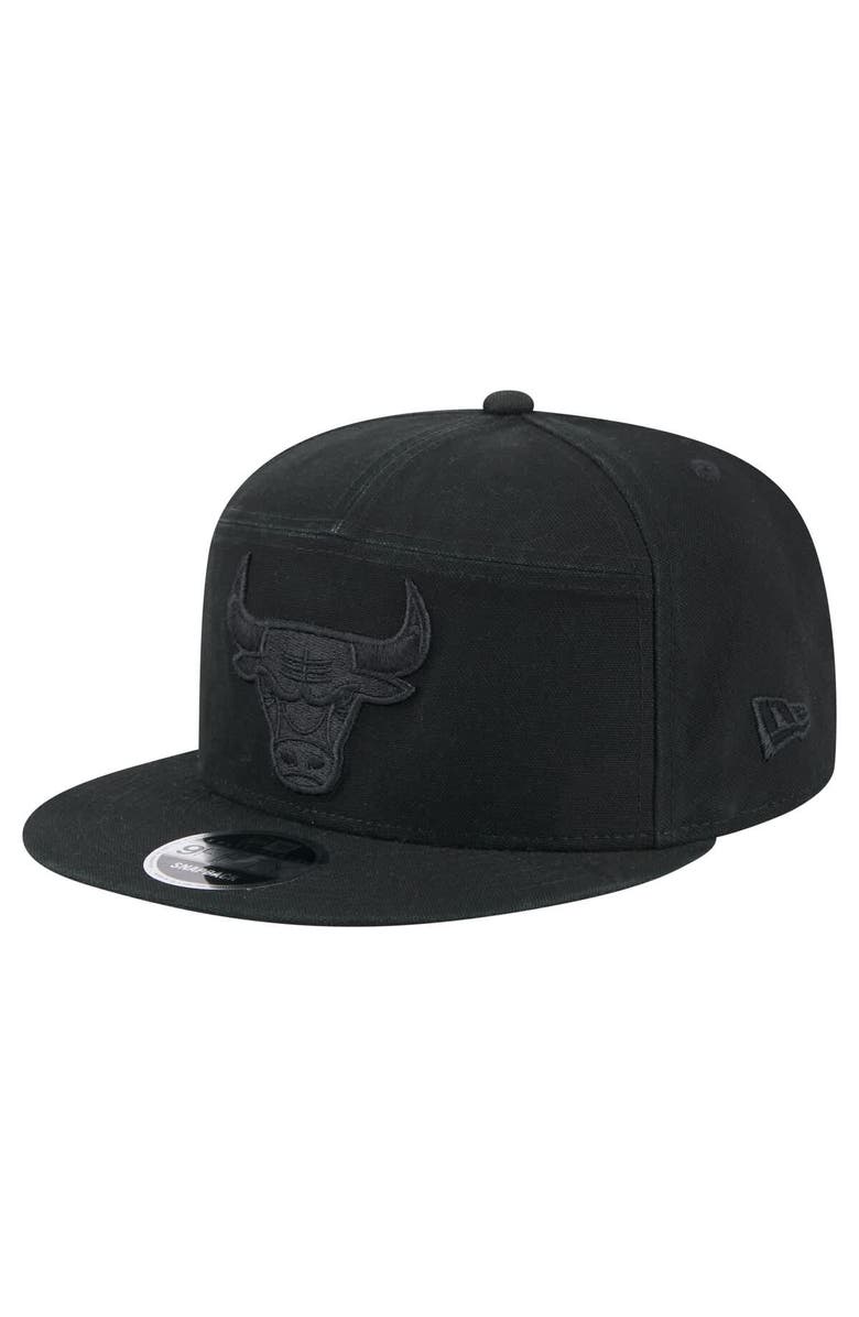 New Era Men's New Era Black Chicago Bulls Adventure Canvas Split Panel 9FIFTY Snapback Hat, Main, color, Black