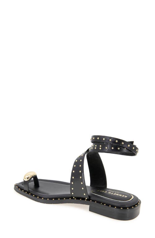 Kenneth Cole Ravenn Studded Wraparound Ankle Strap Sandal In Black