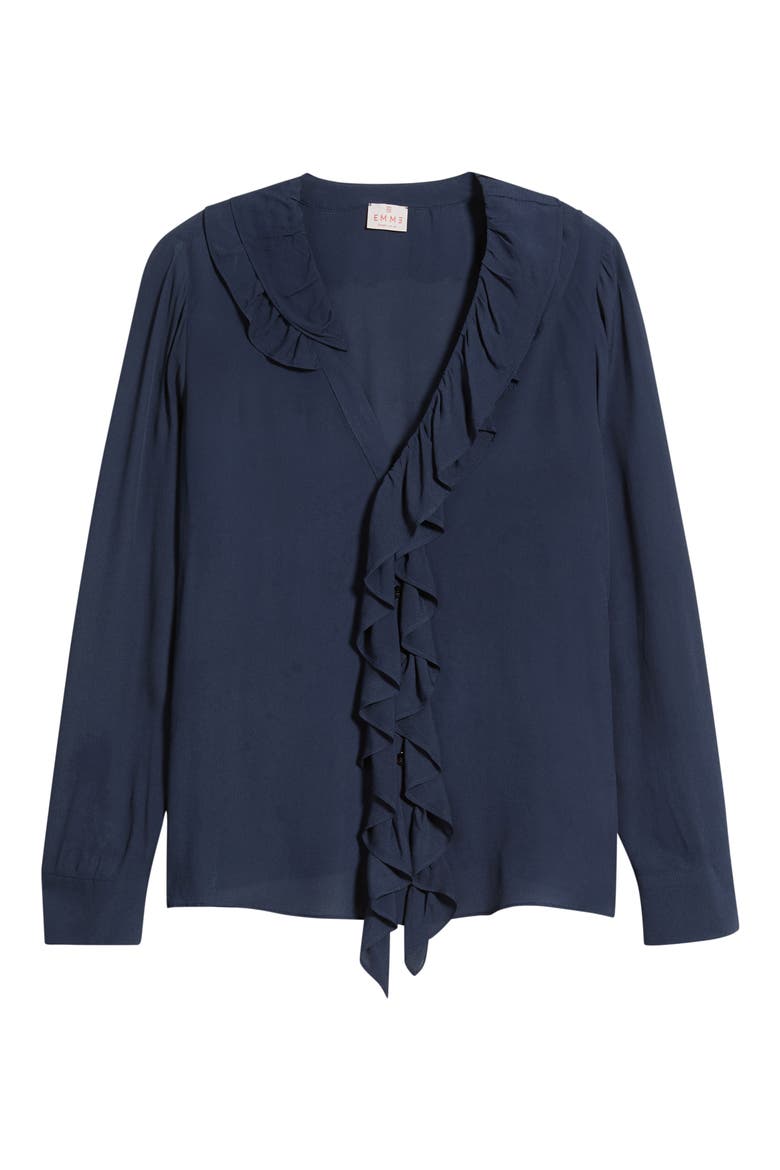 Dancing Ruffle V-Neck Top, Alternate, color, NAVY