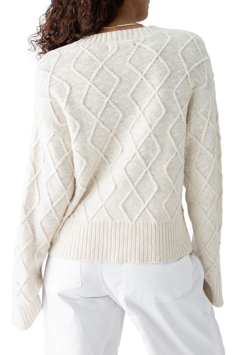 Coastal Cabled Cotton Crewneck Sweater, Alternate, color, CHALK