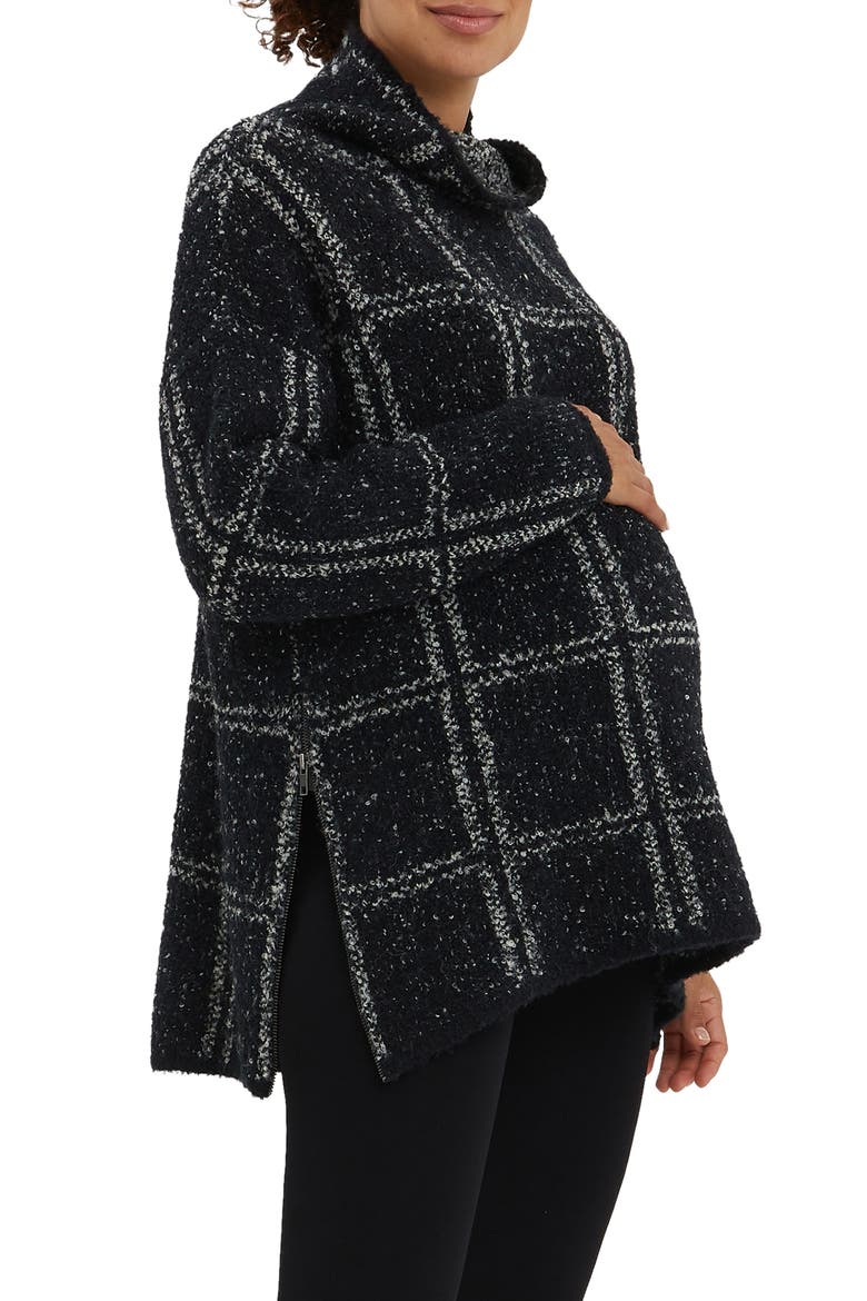Lia Check Maternity/Nursing Sweater, Alternate, color, BLACK WINDOWPANE