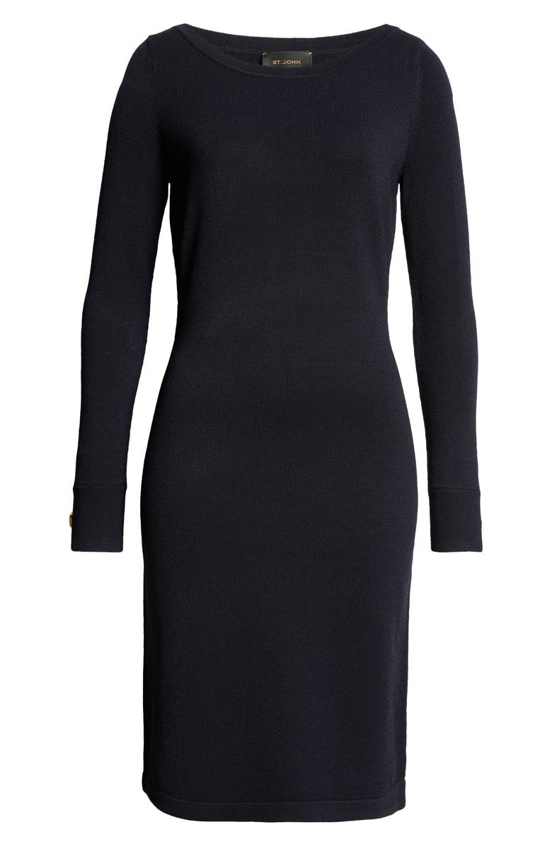 ST. JOHN Santiago Knit Long Sleeve Sweater Dress, Alternate, color, Midnight