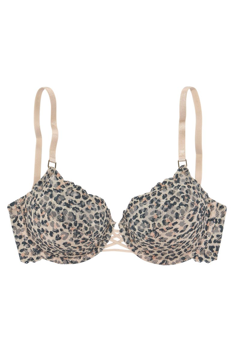 Mesh Animal Print Underwire Bra, Alternate, color, Leopard Printed
