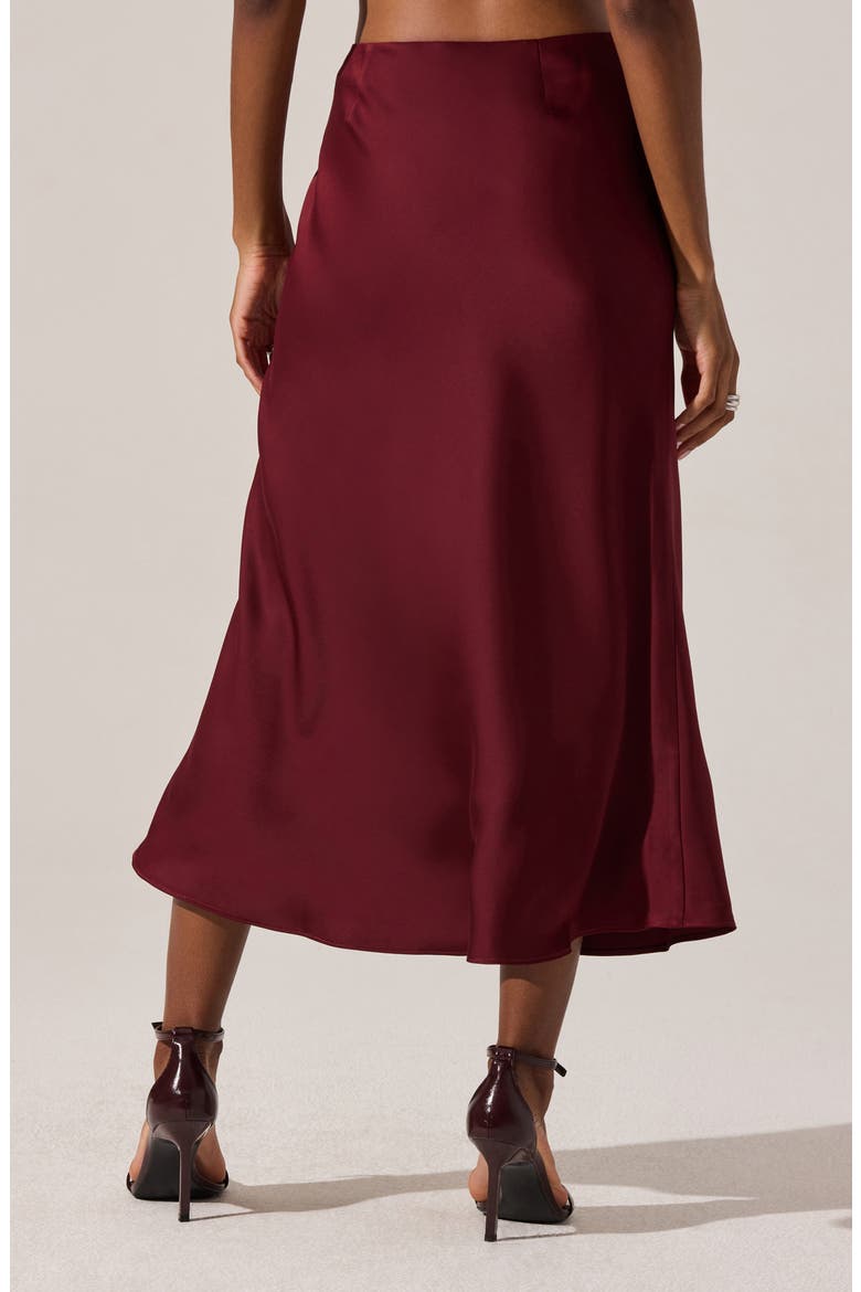 Windey Satin Midi Skirt, Alternate, color, WINE