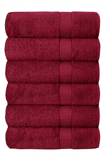 J&v Textiles J And V Textiles Set Of 6 Plush Towels In Red