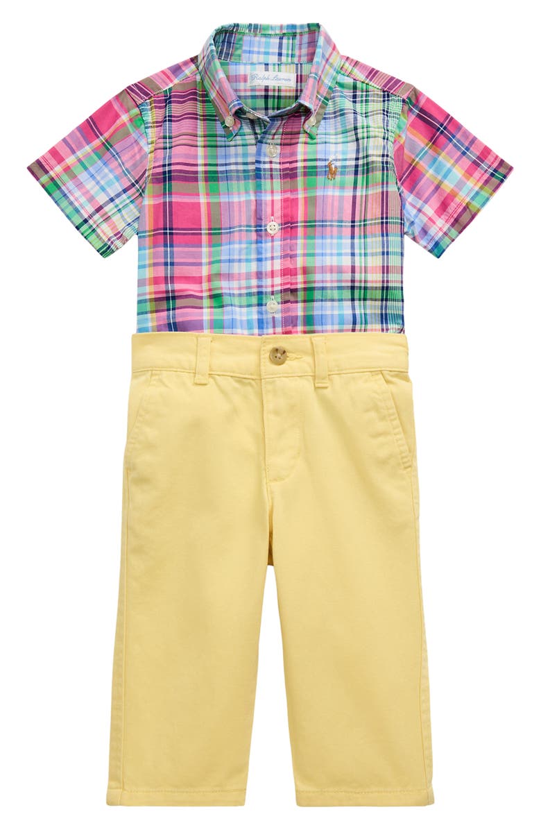 Ralph Lauren Plaid Shirt & Pants Set, Main, color, 
