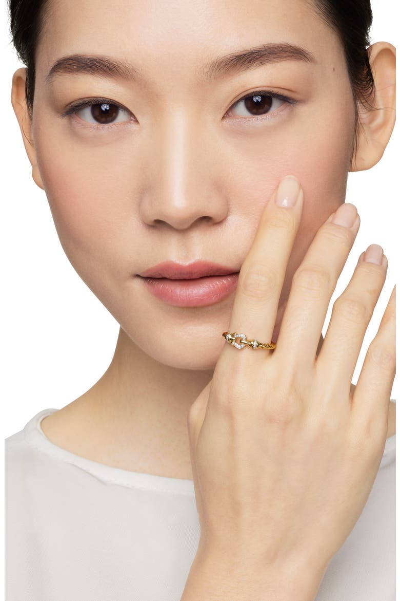 Petite Buckle Ring with Diamonds, Alternate, color, DIAMOND/ YELLOW GOLD
