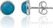 Spero London Blue Turquoise Dome Sterling Silver Stud Earrings