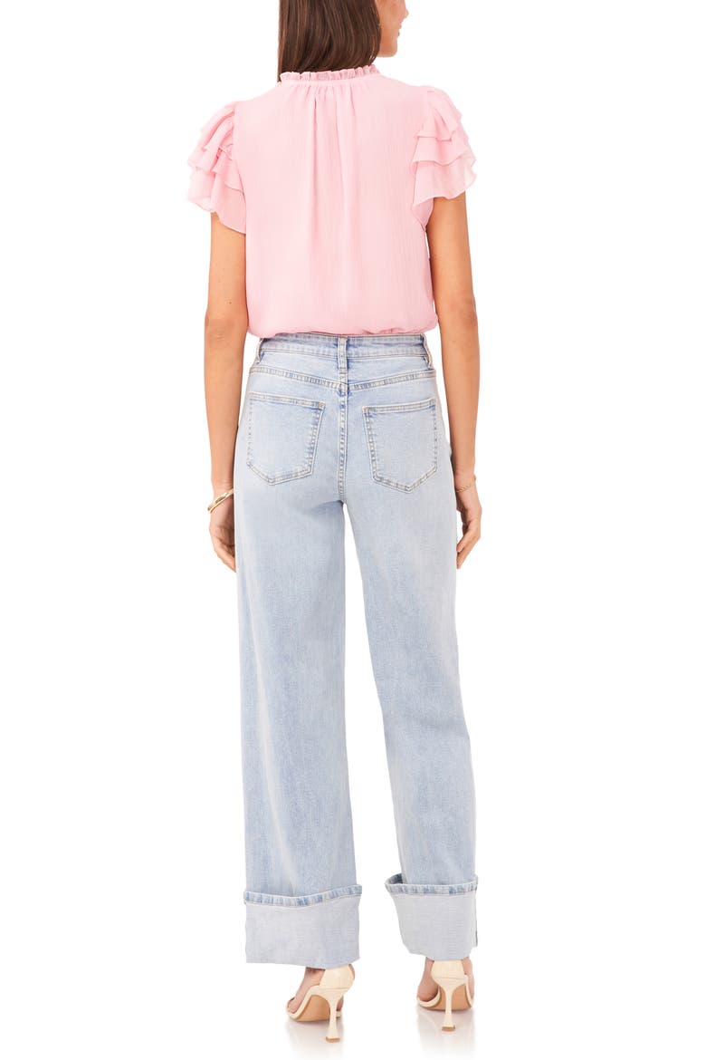 High Waist Cuffed Wide Leg Jeans, Alternate, color, LIGHT BLUE WASH