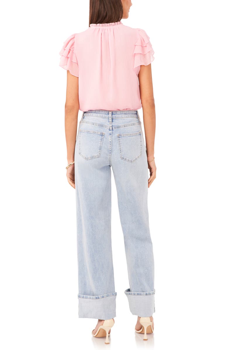 1.STATE High Waist Cuffed Wide Leg Jeans, Alternate, color, Light Blue Wash
