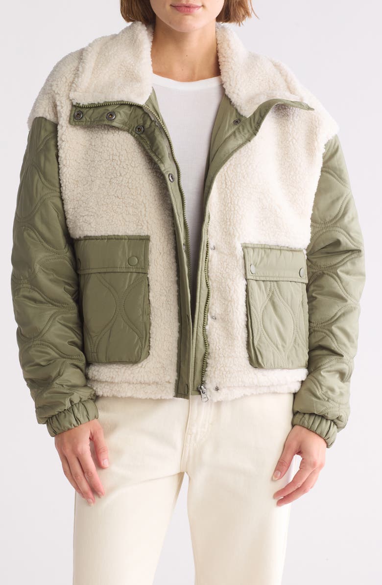Thread & Supply Faux Shearling Detail Onion Quilted Jacket, Alternate, color,