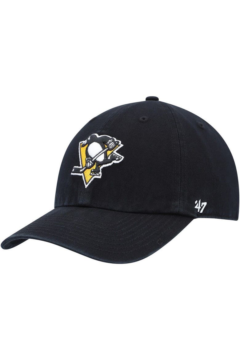 Men's '47 Black Pittsburgh Penguins Team Clean Up Adjustable Hat, Main, color, Black