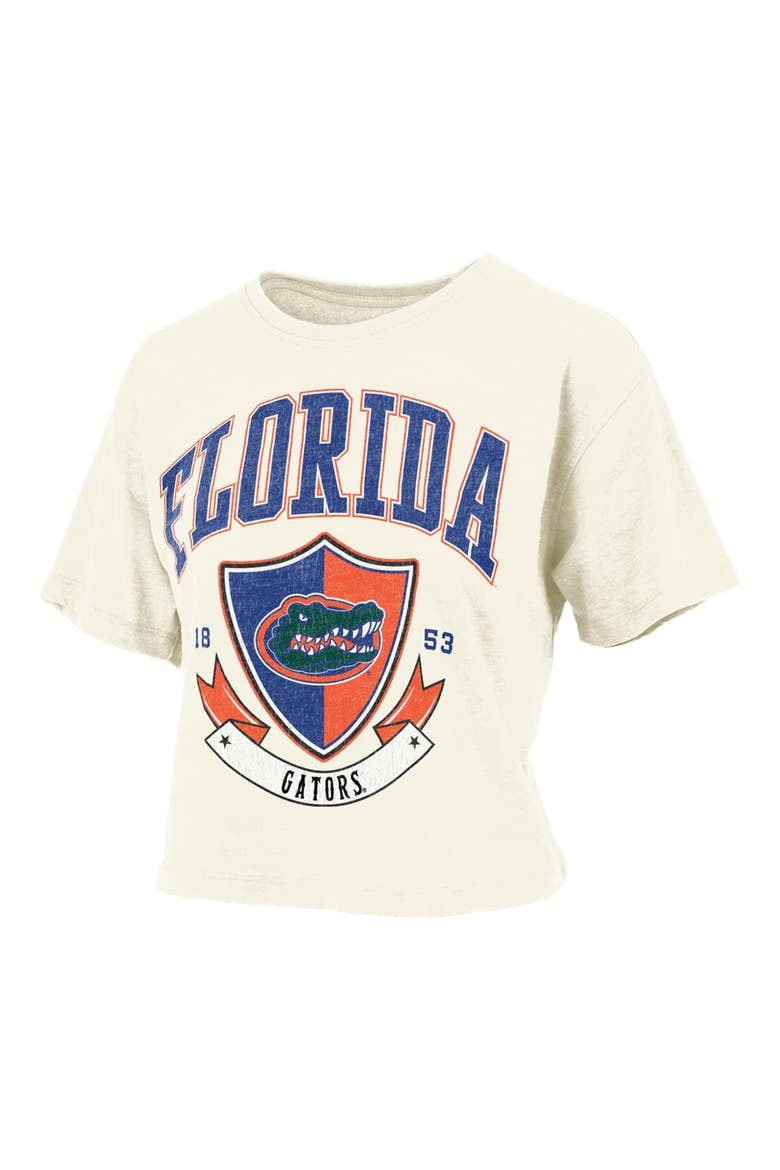 Women's Pressbox Cream Florida Gators Buckler Vintage Cropped T-Shirt, Alternate, color, Cream