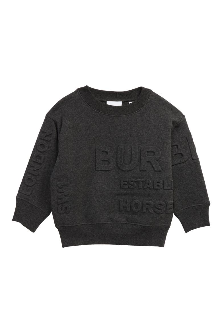 Kids' Alven Embossed Horseferry Logo Sweatshirt, Main, color, CHARCOAL MELANGE
