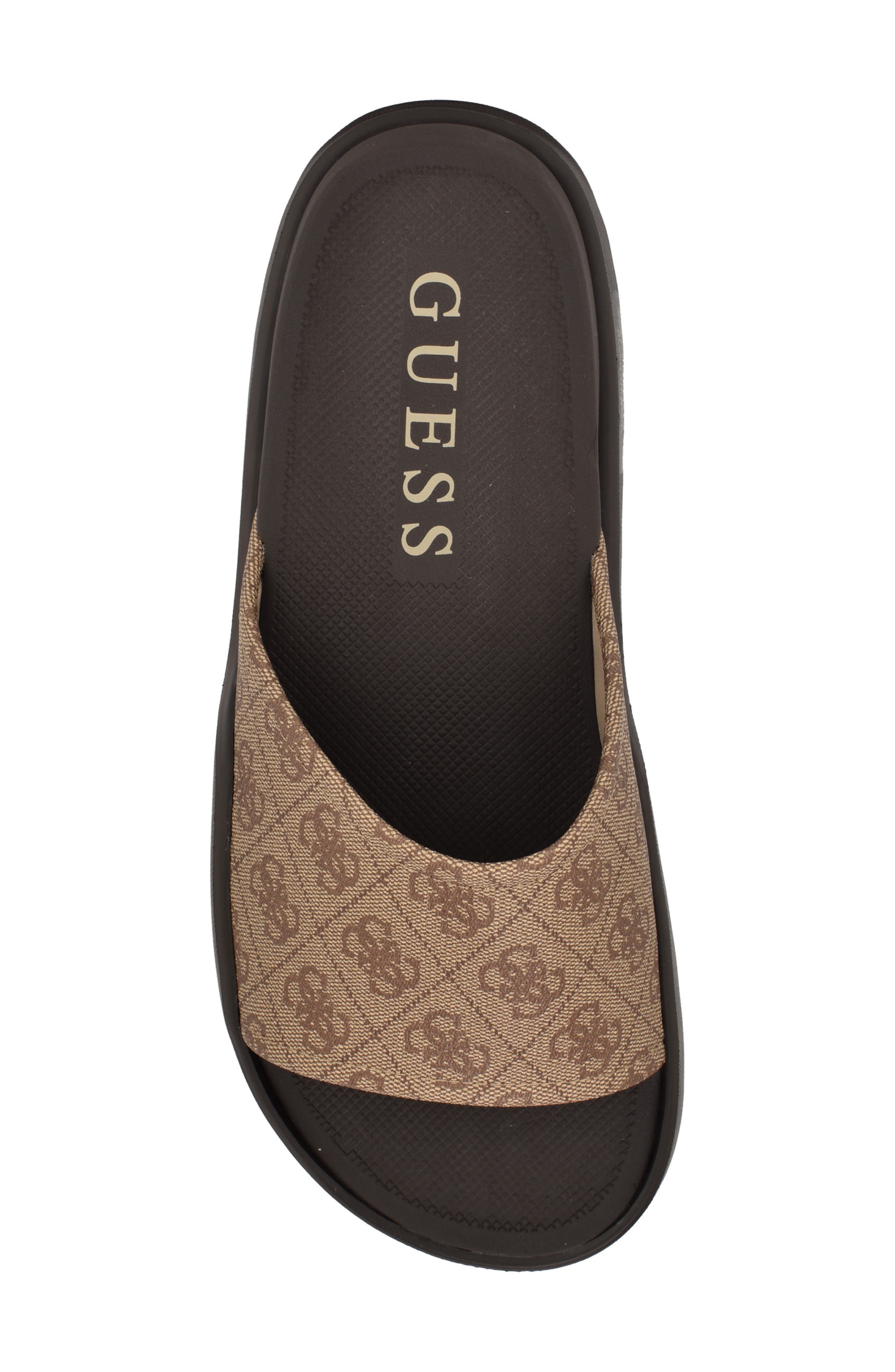 Margaria Slide Sandal, Alternate, color, LIGHT BROWN LOGO MULTI