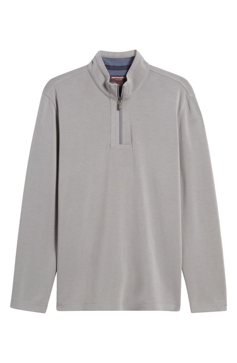 Johnston & Murphy Vintage Wash Quarter Zip Top, Alternate, color, Gray
