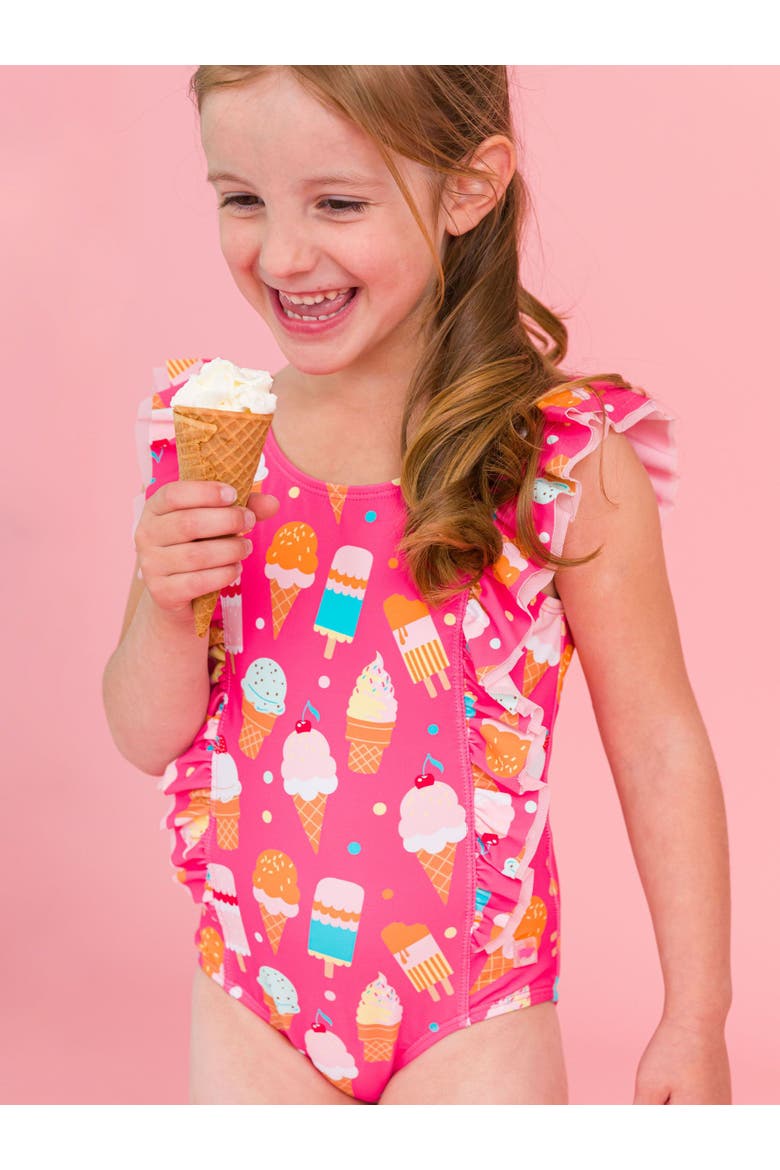 Girls UPF50+ Waterfall One Piece, Alternate, color, Sweet Scoops
