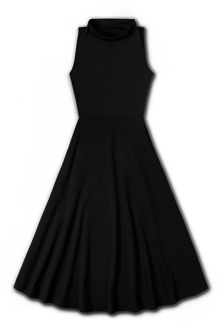 Organic Cotton Fit & Flare Cowl Neck Dress, Alternate, color, Black