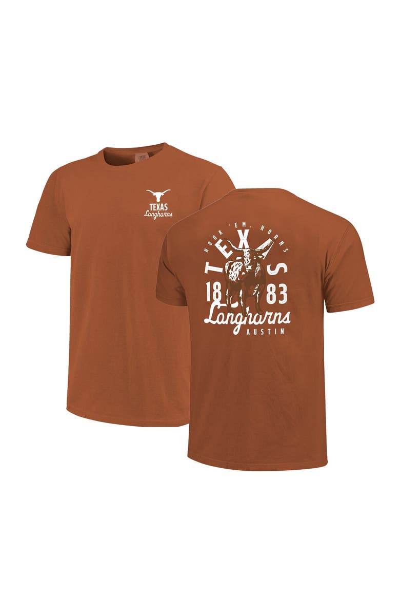 IMAGE ONE Men's Texas Orange Texas Longhorns Comfort Colors Mascot Overlay T-Shirt, Alternate, color, Burnt Orange