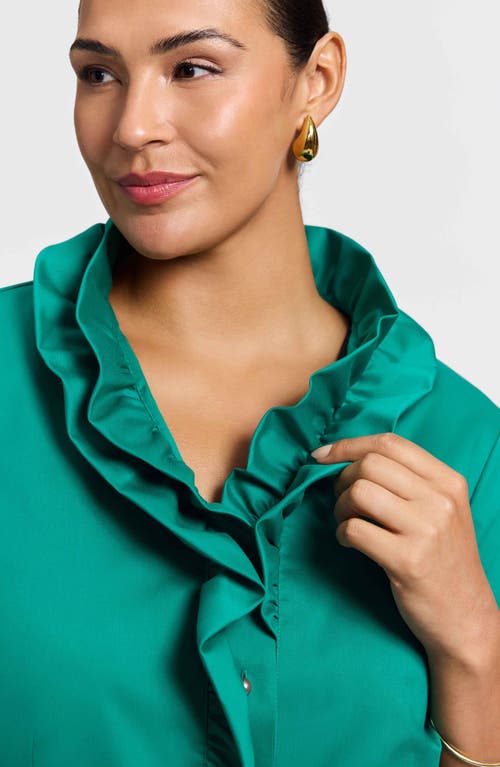 Foxcroft Edith Ruffl Shirt In Brown