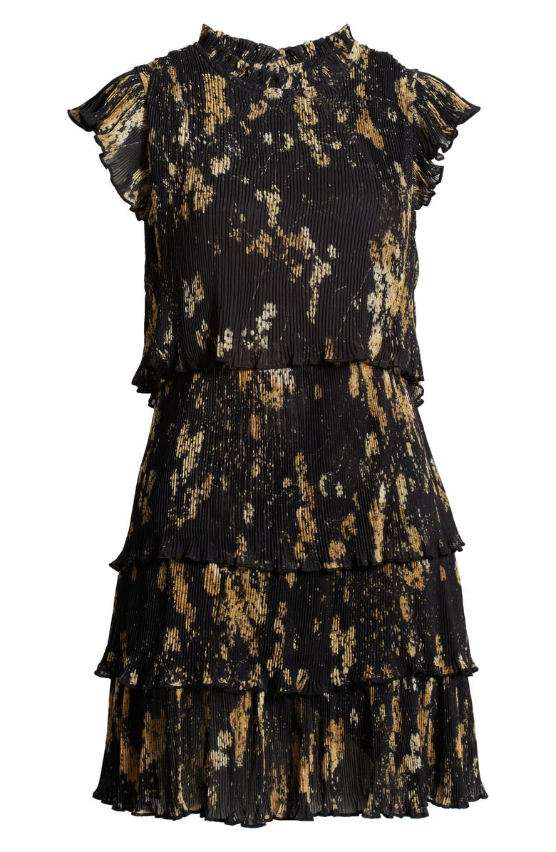 AllSaints Antheia Tiered Plissé Dress, Alternate, color,