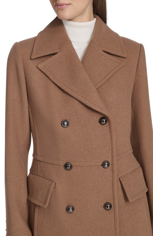 Kenneth Cole New York Wool Blend Double Breasted Coat In Brown