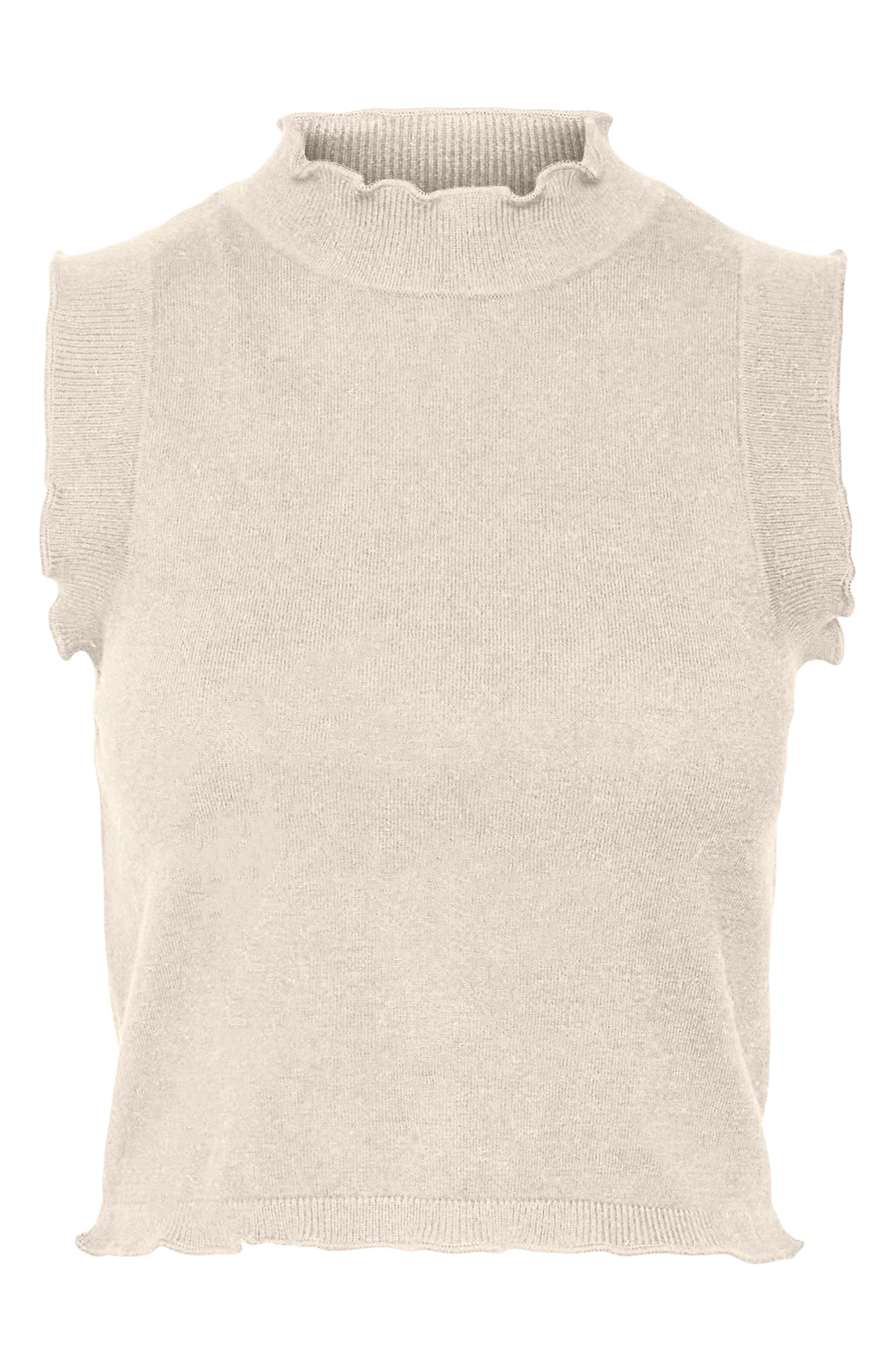 Ruffle Neck Sleeveless Sweater