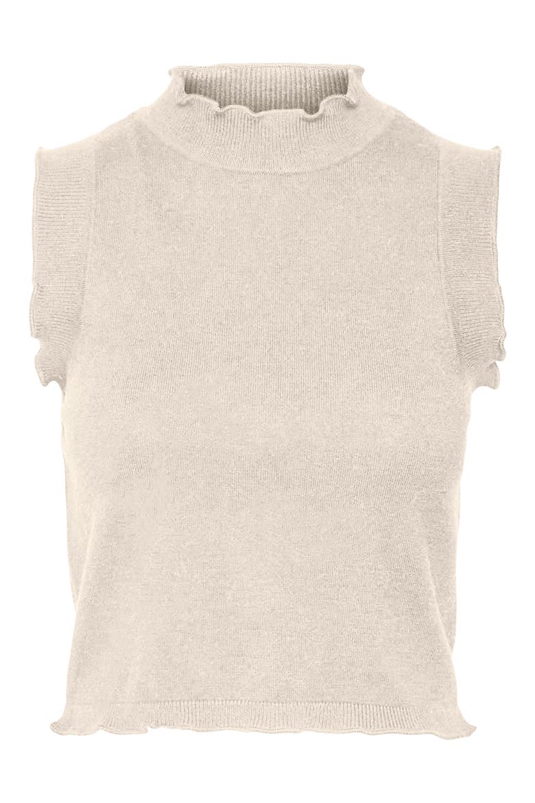 Ruffle Neck Sleeveless Sweater, Main, color, BIRCH