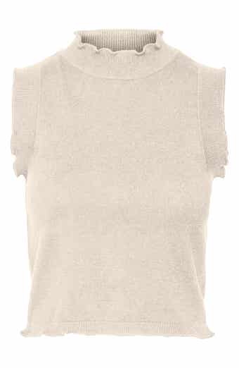 Ruffle Neck Sleeveless Sweater