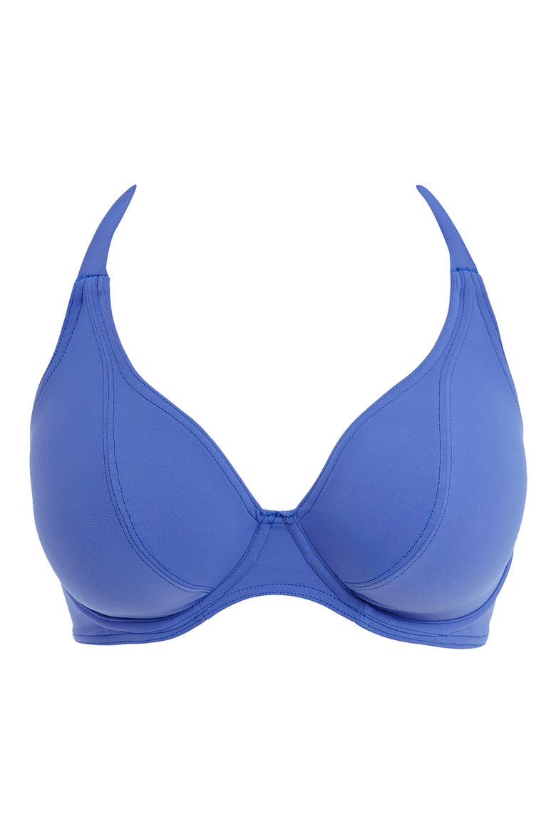 Jewel Cove Underwire Banded Halter Bikini Top, Alternate, color, PLAIN AZURE