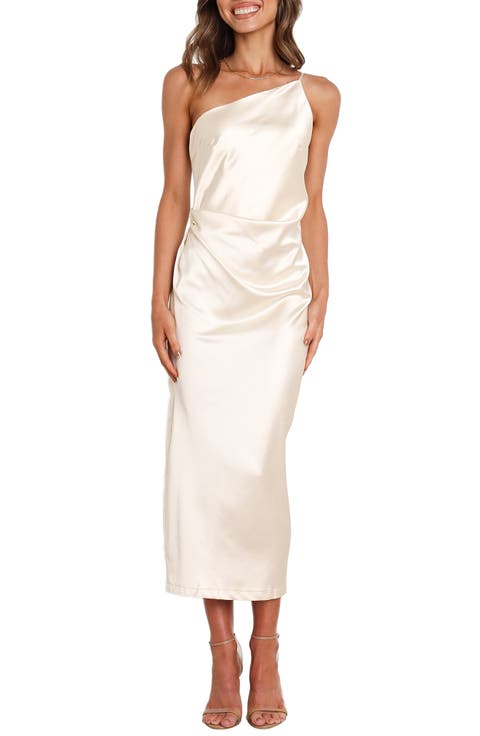 Luella One-Shoulder Satin Slipdress